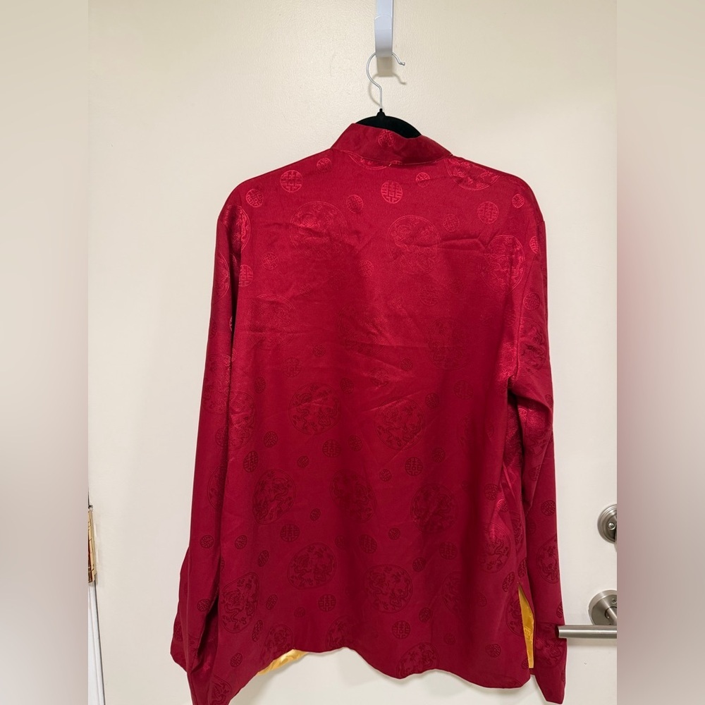 Stylish Red Women's Silk Jacket - Picture 7 of 14
